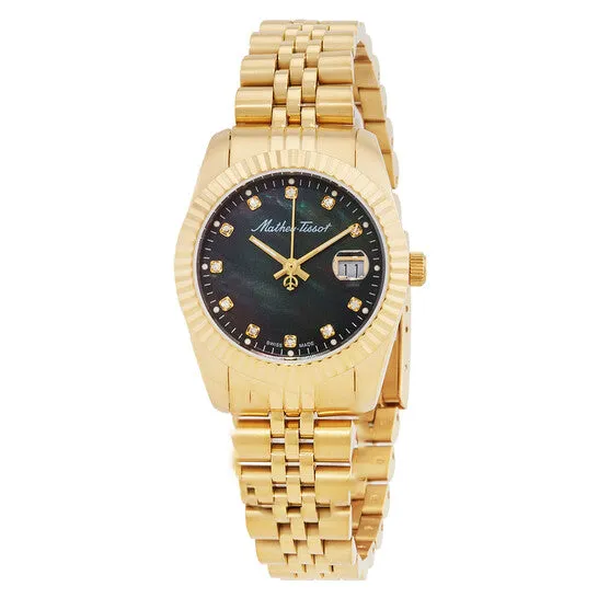 Watches JMS always Original MatheyTissot Mathy III MOP Quartz Black Dial Ladies Watch D910PN