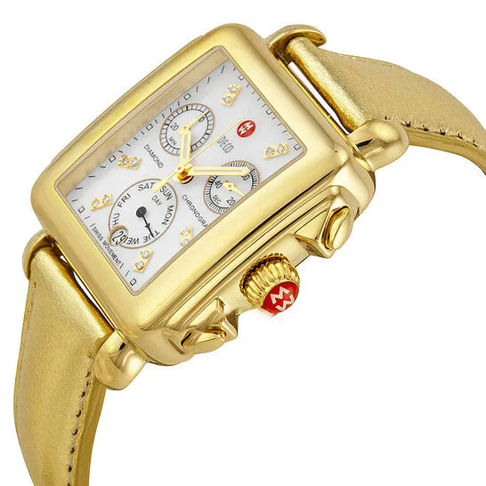 Watches JMS always Original Michele Deco Gold Chronograph Mother of Pearl Dial Champagne Leather Ladies Watch MWW06P000176