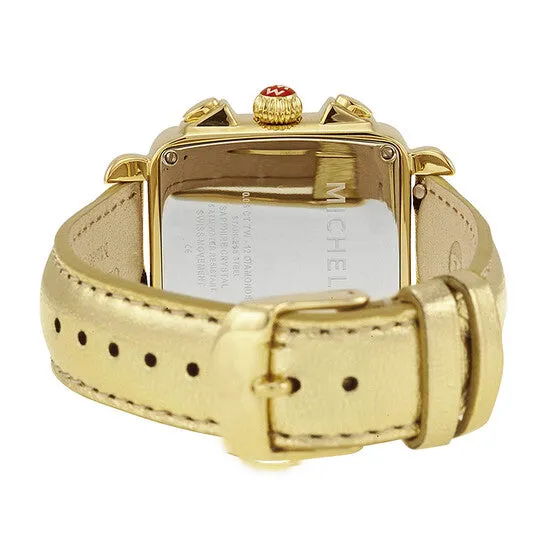 Watches JMS always Original Michele Deco Gold Chronograph Mother of Pearl Dial Champagne Leather Ladies Watch MWW06P000176