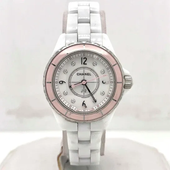 Watches JMS always Original Preowned Chanel J12 Diamond White Dial Ladies Watch H4466