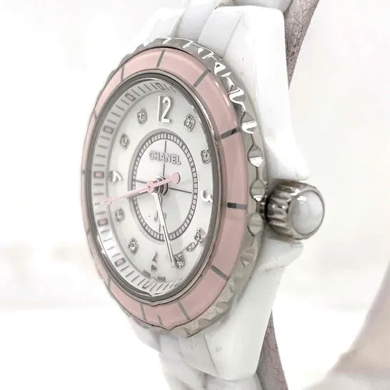 Watches JMS always Original Preowned Chanel J12 Diamond White Dial Ladies Watch H4466