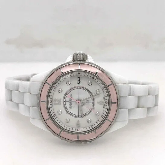 Watches JMS always Original Preowned Chanel J12 Diamond White Dial Ladies Watch H4466