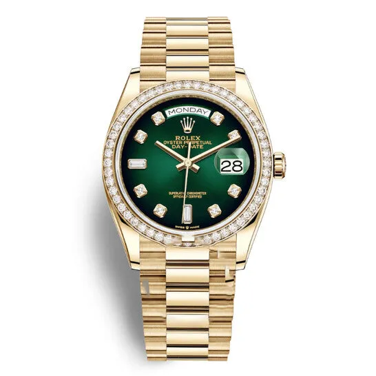 Watches JMS always Original Rolex DayDate 36 Green Dial 18kt Yellow Gold President Watch 128348GNDP