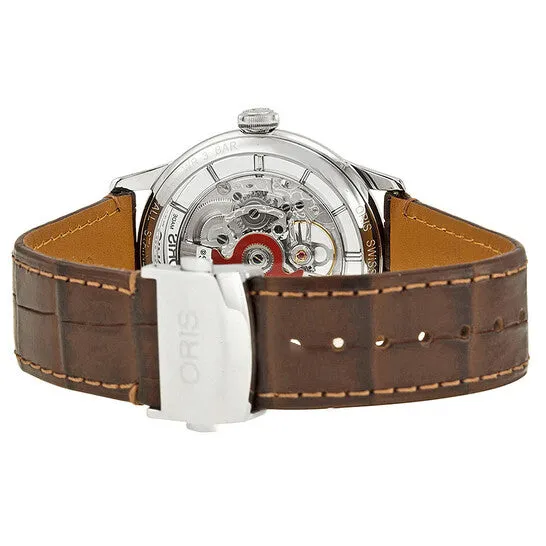 Watches Original Oris Artelier Skeleton Dial Brown Leather Mens Watch 01 734 7684 405107 5 21 70FC JMS always